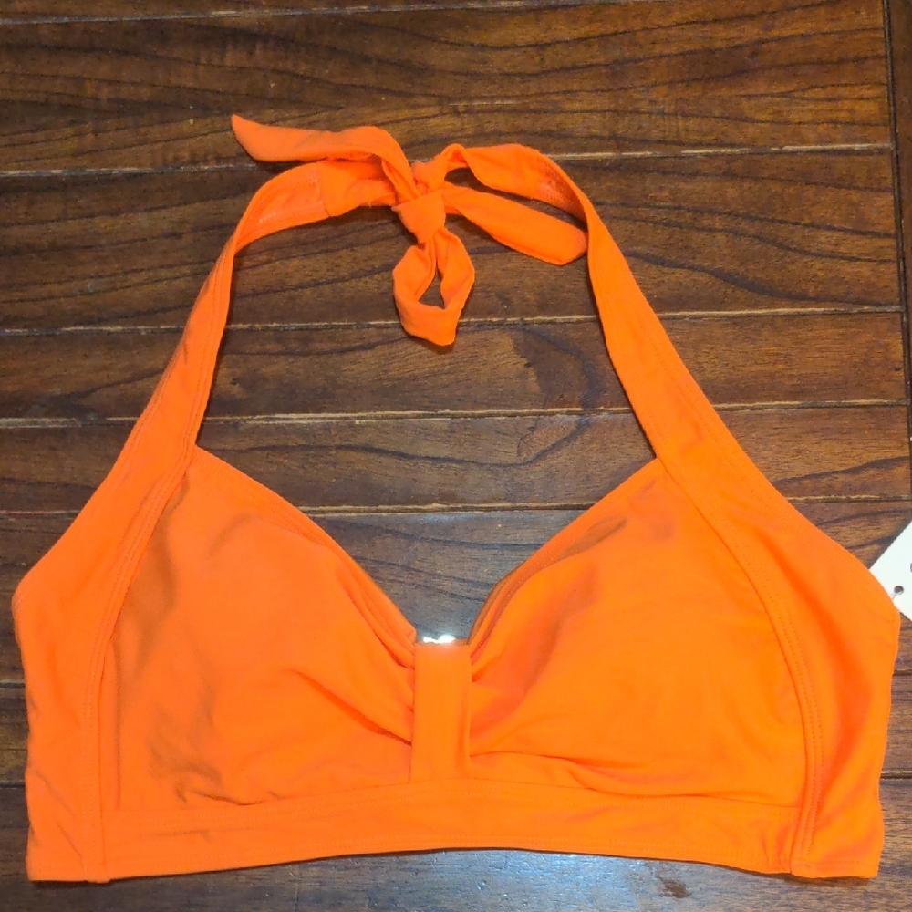 Holipick Vibrant Orange Halter Padded Bikini Top. Size L NWT